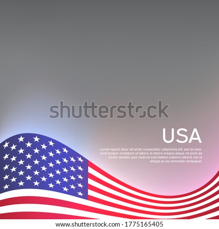 Creative background for american patriotic holiday design with wavy usa flag. US National Poster. Business booklet, cover, banner in usa colors. Vector design