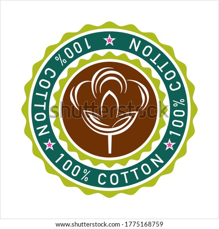 One Hundred Percent, 100% Cotton Icon, Cotton Flower Icon, Cotton Ball, Cotton Fiber Vector Art Illustration