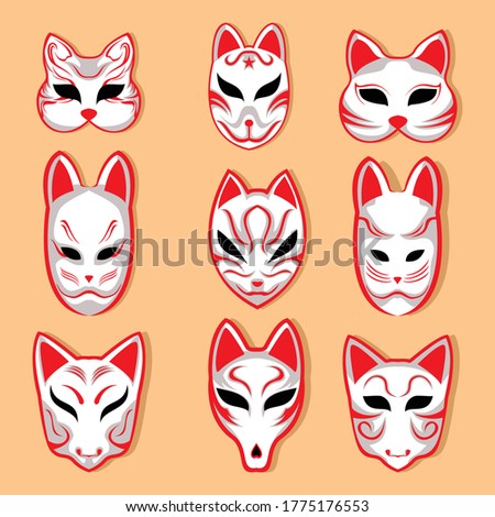old mask of Japanese culture vector