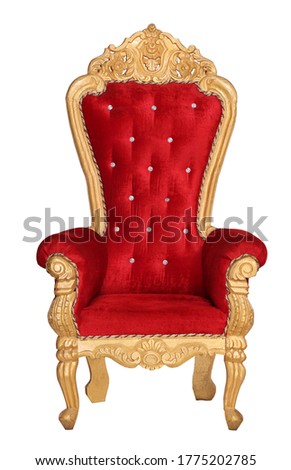Indian wedding chair, golden red isolated luxury royal armchair Royalty-Free Stock Photo #1775202785