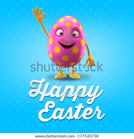 Happy Easter egg, merry 3D set, spring series, happy cartoon object
