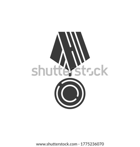 Victory medal black glyph icon. Championship prize. Sign for web page, mobile app, button, logo. Vector isolated element.