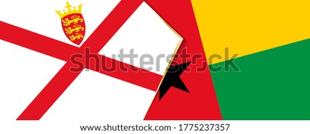 Jersey and Guinea-Bissau flags, two vector flags symbol of relationship or confrontation.
