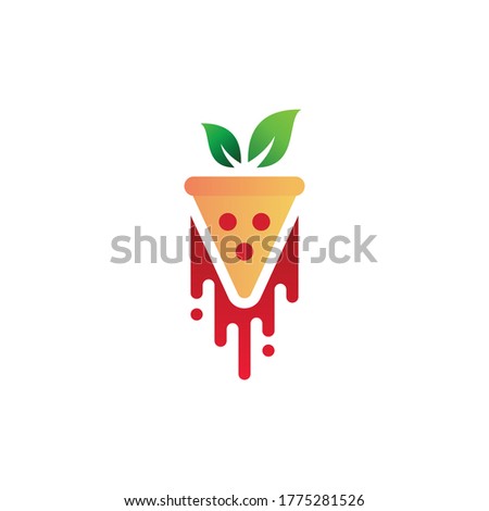 pizza and leafs for vegan logo design