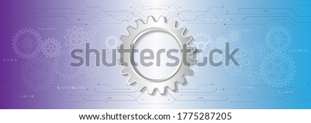 Wide Hi tech and mechanism design innovation concept. Abstract futuristic communication vector illustration. Sci fi technology background.