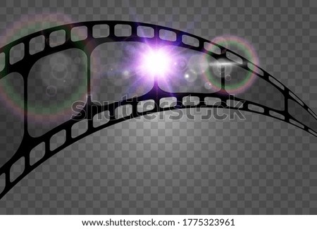 Vector illustration of realistic film strip on a transparent background. Film strip for your design.