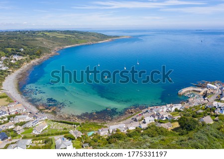 Aerial photograph of Coverack, Helston, Cornwall, England