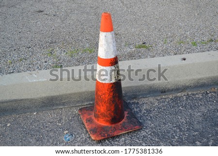 A Dirty Traffic Cone Closeup View Outdoors