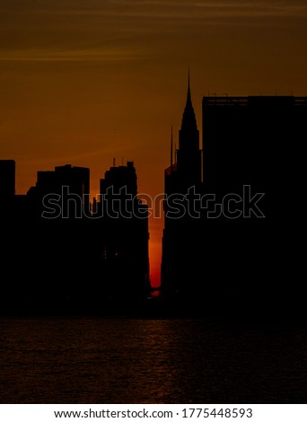 Amazing silhouette of New York Skyline with Manhattanhenge shot at Manhattan New York, United States