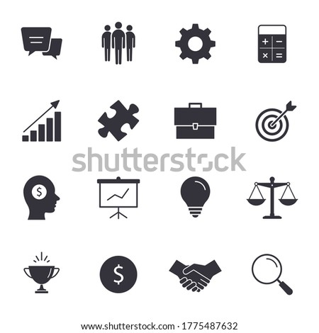 Business icon set, Vector flat symbols isolated on white.
