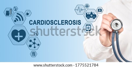Cardiosclerosis diagnosis medical and healthcare concept. Doctor with stethoscope.