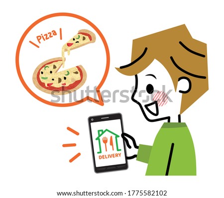 Illustration of a person ordering food delivery.