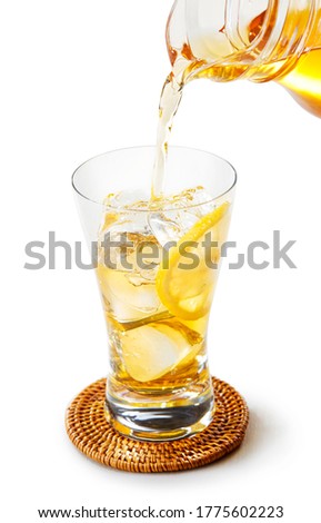 Iced lemon tea isolated on white