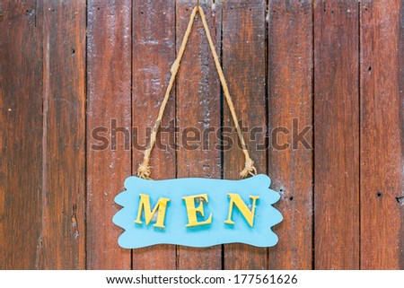 Men's toilets sign from wooden