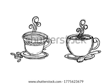 coffee illustration sketch art style set.