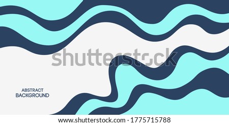 Abstract background, poster, banner. Composition of amorphous forms, liquid turquoise and dark blue shapes, lines. Vector color illustration in flat style.