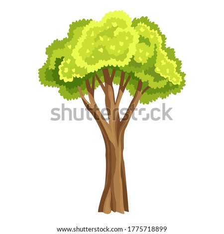 Tree with green leafage. Abstract stylized tree
