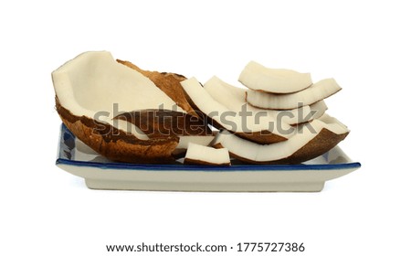 slice Coconut. Isolated on white background