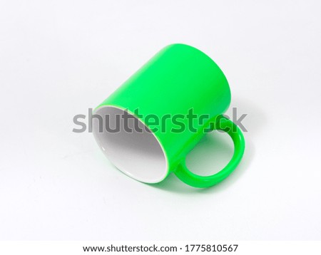 Souvenir products for thermal transfer of images. Cups mother of pearl. reflective