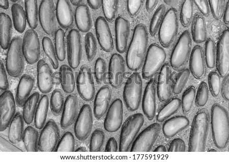 medieval stone wall background or texture with colorful pebbles