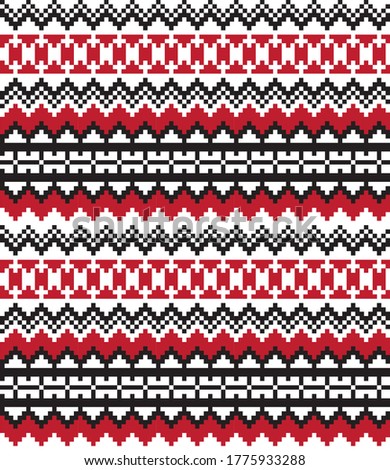 Red Christmas fair isle pattern background for fashion textiles, knitwear and graphics
