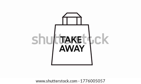 Vector Isolated Black and White Take Away Bag Icon or Sign Royalty-Free Stock Photo #1776005057