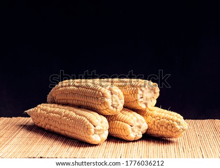 Sweet fresh corn on a black background.