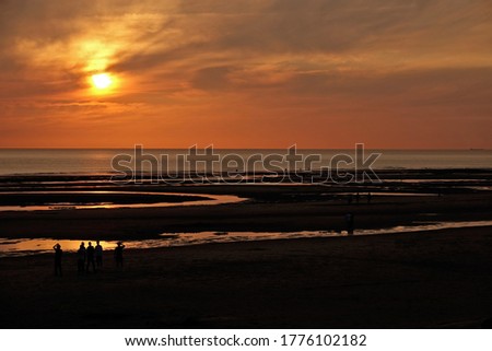 Sunset on the Opal Coast, Hardelot beach in France