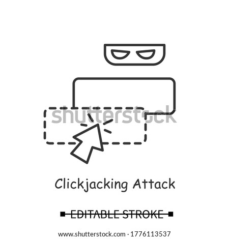 Fake url icon. Clickjacking web link or website form linear pictogram. Concept of webpage scam, online hacker attack technology and fraud site redirect. Editable stroke vector illustration