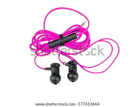 Earphones on a white background 