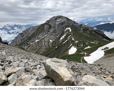 Artistic picture of Alps in Switzerland at Mount Pilatus.