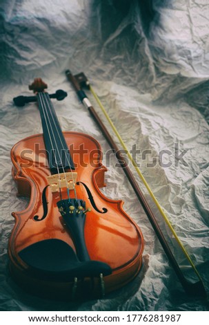 The abstract art design background of wooden violin  put on grunge surface background