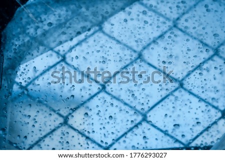 raindrops on transparent surface with cold tone