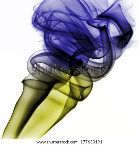 Colorful smoke on the white background. 