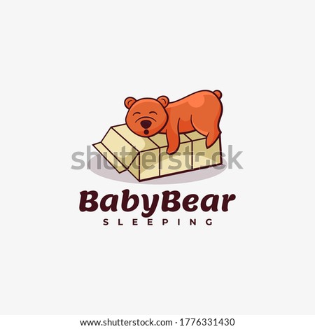 Vector Logo Illustration Baby Bear Simple Mascot Style.