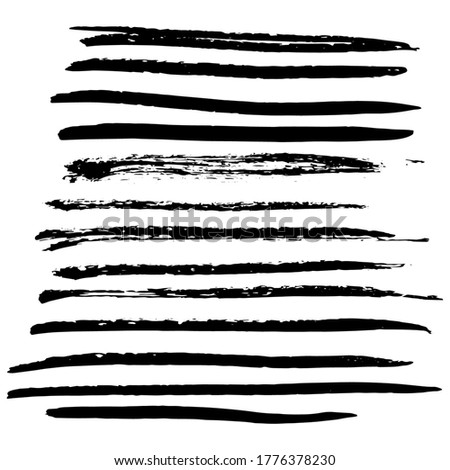 Ink black grunge stripes set. Vector illustration.