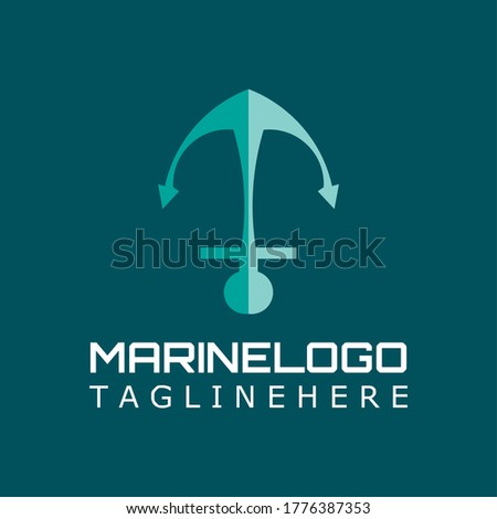 Vector logo for sea transportation and fisheries business with illustrations of ship anchors forming the initials "M".