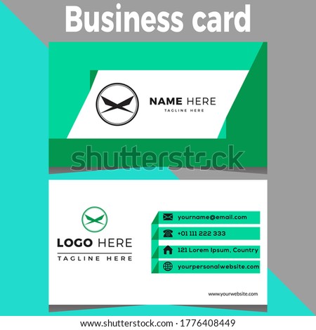 green and blue color creative business card design template 