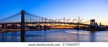 Beautiful shot of Brooklyn Bridge at sunrise
