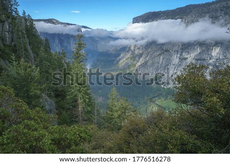hiking the four mile trail in yosemite national park in california in the usa