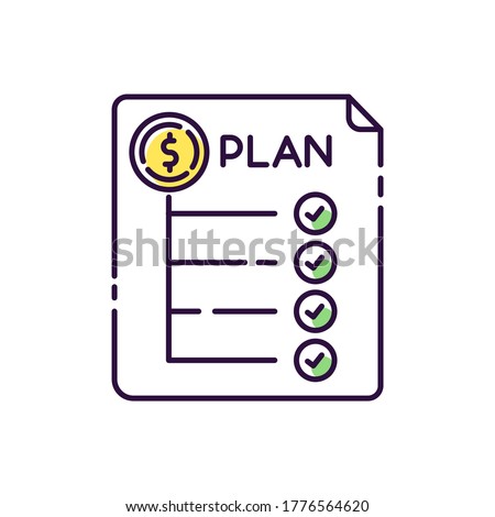 Expenditure plan RGB color icon. Financial annual report. Banking to count revenue and expenses. Accounting statement. Paperwork for effective marketing strategy. Isolated vector illustration