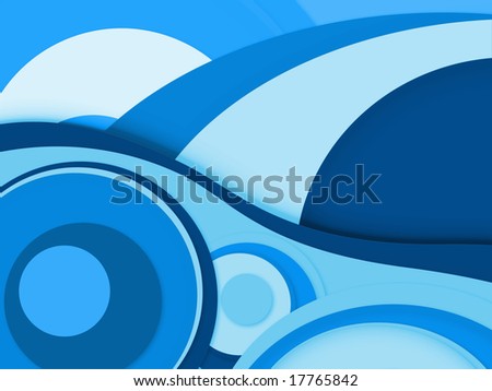 abstract vintage background with wave and circle on blue