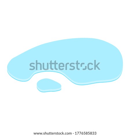 puddle on white surface. blue water cartoon drop on the ground isolated on white background. vector illustration