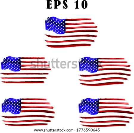 USA Flag, watercolor flag - Distressed american flag. Clip art,	