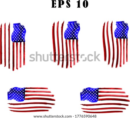 USA Flag, watercolor flag - Distressed american flag. Clip art,	