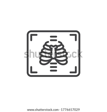 Chest x-ray line icon. linear style sign for mobile concept and web design. Medical X ray outline vector icon. Symbol, logo illustration. Vector graphics Royalty-Free Stock Photo #1776657029