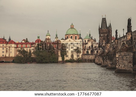 Prague, Czech Republic. Vintage stylized photo with tonal correction filter effect