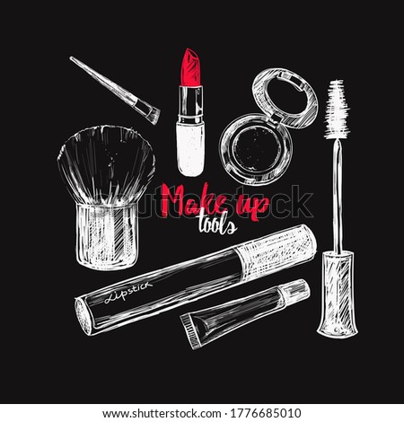 Make up collection. Vector hand drawn. Isolated objects