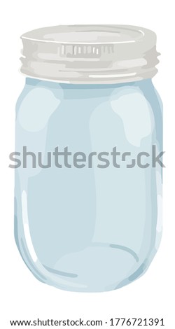 Glass transparent empty mason jar illustration vector element isolated on a white background