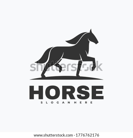 Vector Logo Illustration Horse Silhouette Style.